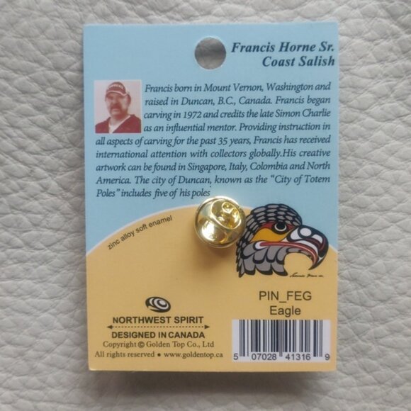 'Eagle' Pin Indigenous Design by Francis Horne Sr., Coast Salish - Picture 2 of 3